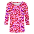 thumbnail image 4 of Penkiiy Women's Valentine Day Tees Casual Crewneck 3/4 Sleeve Loose T Shirt Ladies Heart Tops Blouses Shirts 4XL Multicolor, 4 of 5
