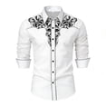 thumbnail image 3 of Retro Western Cowboy Shirts for Men Long Sleeve Button Down Shirt Embroidered Spring Summer Slim Fit Tops White XXXL, 3 of 7
