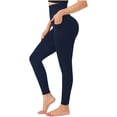 thumbnail image 3 of SHAPECQB Leggings for Womens High Waist Workout Leggings Pockets Tummy Control Butt Lift Yoga Pants with No Front Seam Navy Blue M, 3 of 10