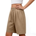 thumbnail image 6 of NTACZA Elastic Waist Workout Shorts With Pockets High Bermuda Wide Leg Vacation Relaxed Fit For Walking Beach Casual Shorts For Women, 6 of 6