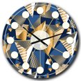 thumbnail image 1 of Designart 'Cubes Dorés et Bleus Horloge Murale Moderne du Milieu du Siècle, 1 of 1