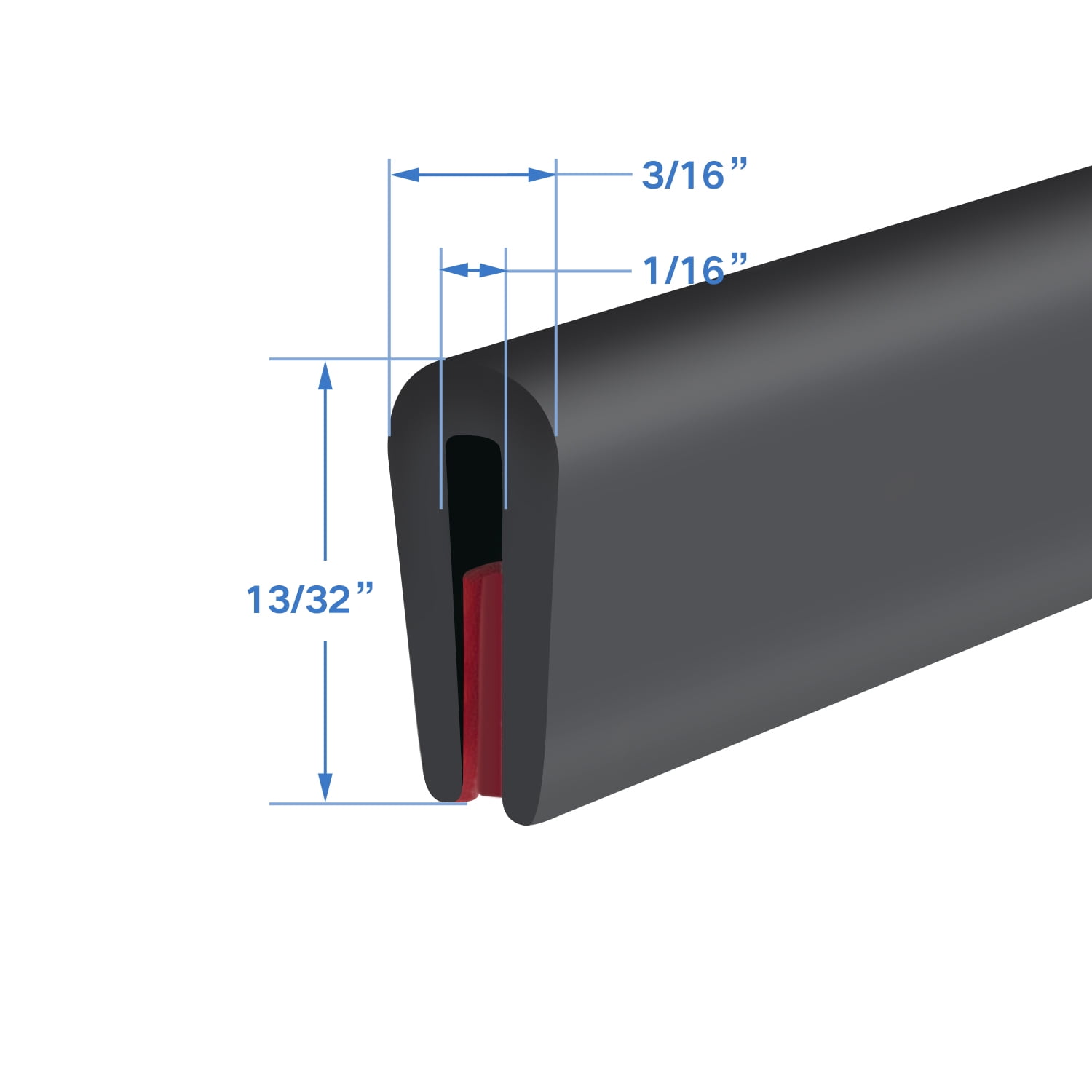 Rubber Edge Trim, Self-Adhesive Car Door Edge Guard, Edge Protector for Sheet Metal Sharp Edge, Rubber EPDM Material, Fit 1/16"(1.6mm), Length 20Ft(6.2m), Black Color, U Channel Edge Trim