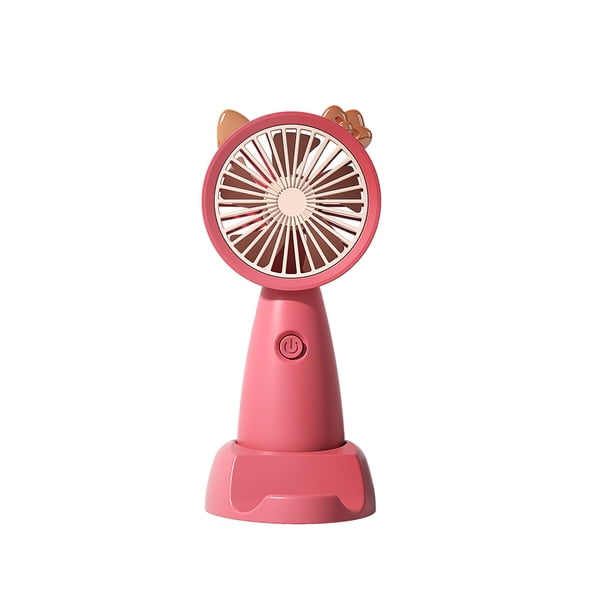 Cateissary USB eléctrico Mini ventilador Ventiladores de mano Base silenciosa de escritorio Refrigeración de verano para oficina Hogar Electrodomésticos Rojo