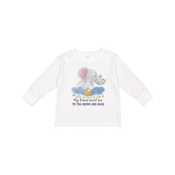 Inktastic My Nana Loves Me to the Moon and Back Elephant Family Boys or Girls Long Sleeve Toddler T-Shirt