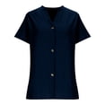 thumbnail image 5 of Uootdi Womens Tops Short Sleeve V Neck Button Front Loose Fit Casual Daily Weekend Brunch Blouses Shirts Gift, 5 of 7
