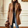 thumbnail image 2 of OIOLOYJM Winter Coats for Women Casual Double Breasted Long Jacket Formal Warm Comfortable Office Wool Work Overcoat Camel L, 2 of 5