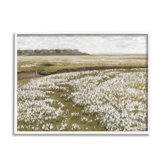 Flower Meadow Landscape Landscape Painting White Framed Art Print Wall Art
