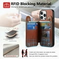 thumbnail image 6 of Wallet Case Compatible for iPhone 11 Pro Max, Slim Protective Case with Card Holder & Ring Holder Stand, Premium PU Leather Back RFID Blocking Card Slots Cover for iPhone 11 Pro Max, Brown, 6 of 12