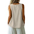 thumbnail image 4 of Nooxsoe Womens Linen Tops Sleeveless Camisole Round Neck Solid Baggy Tank Tops for Women Gauze Tank Tops for Women Lightweight Gauze Cami Womens Summer Tank Brown M, 4 of 9