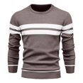 thumbnail image 6 of Men's Sweaters Striped Crew Neck Long Sleeve Loose Fit Soft Cozy Lightweight Pullover Sweater Tops, 6 of 7