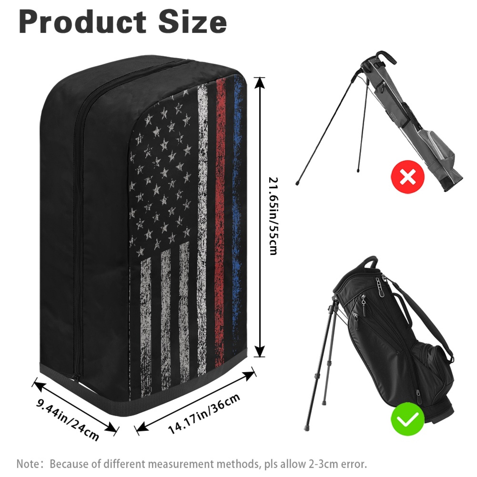 Yuyamidu American Flag Golf Bag Cover 4th of July Golf Bag Dust Cover Hood Waterproof Golf Caddy Bag Cover Decorations Golf Gifts for Men Women
