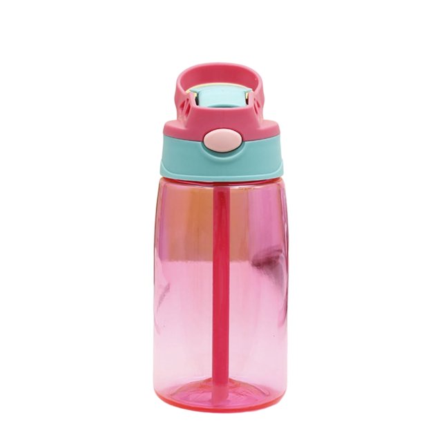 480ml Plastic Water Bottle with Flexible Handle One Button Open Straw Bottle for Teens Toddler Kids Boys Girls