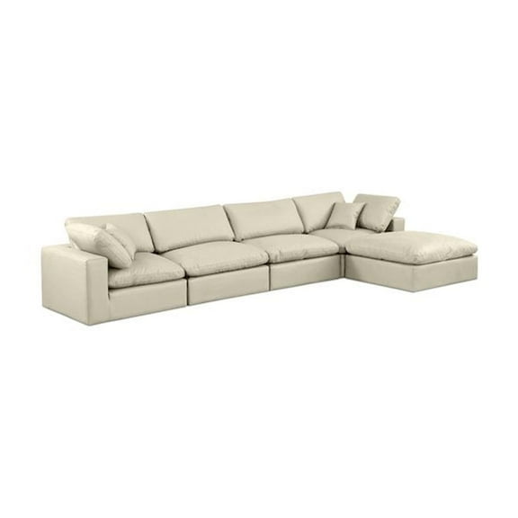 Meridian Furniture Comfy Cream Faux Leather Modular Sectional