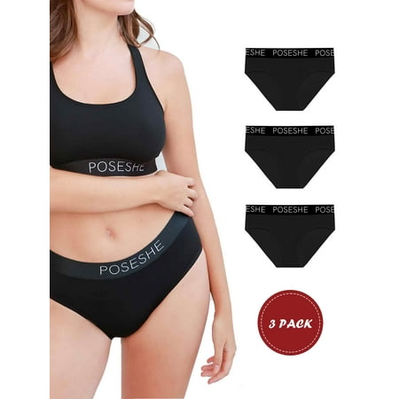 

POSESHE Women s Plus Micro Modal Bikini Panty 3-Pack S-5XL