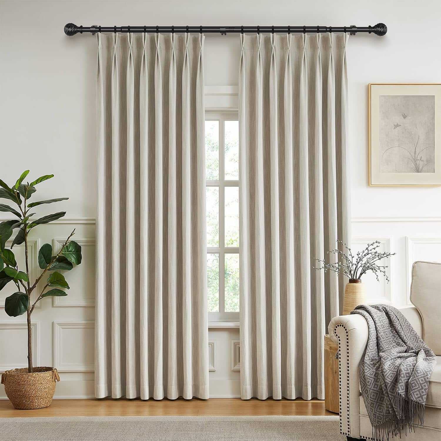 Heavy Duty Black Curtain Rod for Sliding Glass Doors, Adjustable 72 to 154 Inches, 1 Inch Diameter, Extra Long Renter-Friendly Design