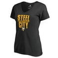 thumbnail image 2 of Women's Black Pittsburgh Penguins Fan Favorite Team Slogan V-Neck T-Shirt, 2 of 3
