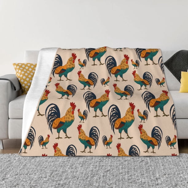 Fotbe Rooster Manta de Franela con Estampado, Manta Ultrasuave para Cama, Sofá, Auto, Hipoalergénica y Antibolitas-40"x30"