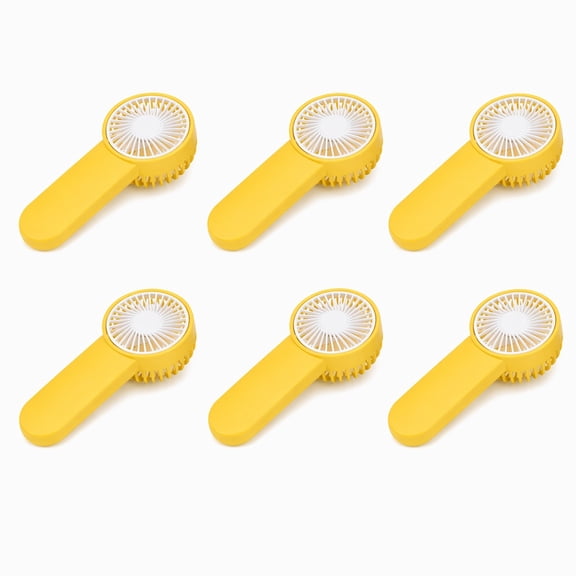 Stcellnmex 6 Pcs Yellow Mini Handheld Portable Fan Battery Operated Single Speed Personal Cooling Fan Ideal for Makeup Travel Camping Indoor Outdoor Summer Daily Use
