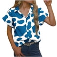 thumbnail image 2 of ALLLIST Womens Tops Collared Short Sleeve Button Down Shirts Casual Leopard Print Blue Shirts for Women, 2 of 6