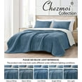Chezmoi Collection Wynne 3Piece Sherpa Comforter Set, Blue White Queen