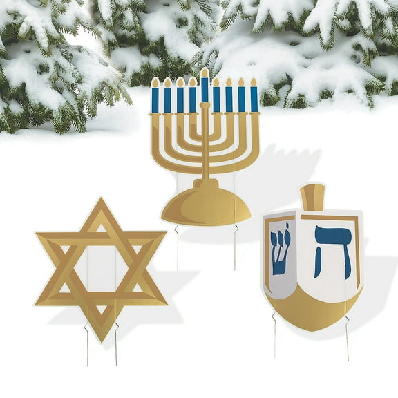 Hanukkah Yard Stakes - Party Decor - 3 Pieces