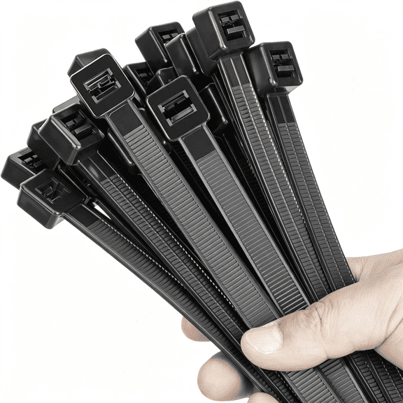 GJX 14 Inch Black Large Zip Ties Heavy Duty 100 Pack, 300 Lbs Tensile Strength, Self-Locking Cable Ties for Indoor and Outdoor Use Self-Locking Cable Ties Zip Ties 14 Inch
