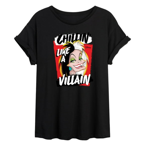 Disney Villains - Cruella Chillin Like A Villain - Juniors Ideal Flowy Muscle T-Shirt