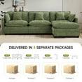 thumbnail image 5 of Domicare Modern 3 Seater Sectional Sofa with Ottoman, Sofas for Living Room, Living Room Furniture，Green, 5 of 9
