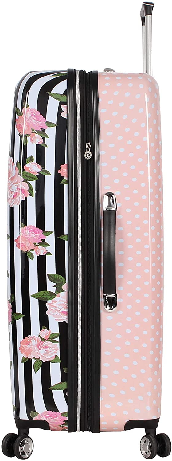 Betsey Johnson 30in Luggage Lightweight Expandable Hardside Suitcase Stripe Roses Walmart