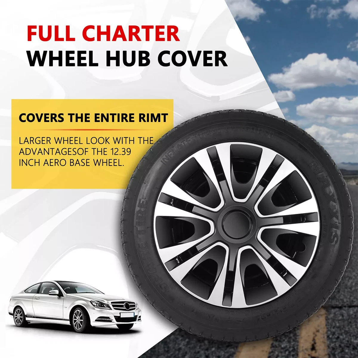 15" Set of 4 Wheel Covers Snap On Hubcaps Full Hub Caps fit R15 Tire & Steel Rim