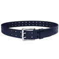 thumbnail image 5 of Falari Men's Double Holes Genuine Leather Belt Double Prong Jeans Belt Navy Large, 5 of 6