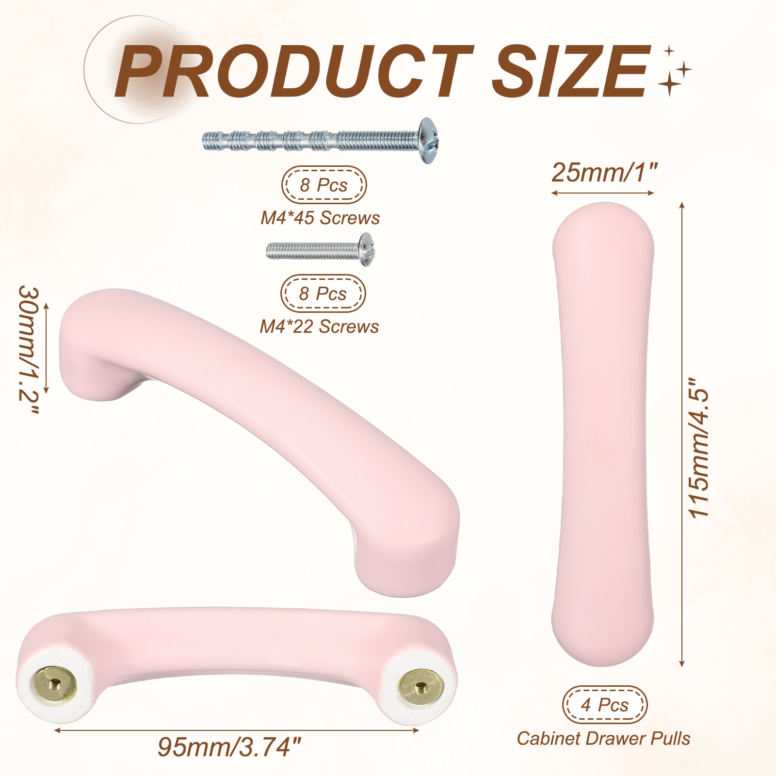 Uxcell 4 Pcs Pink Ceramic Cabinet Handles Arch Shaped Drawer Pulls, 4.5 x 1 x 1.2 Inch Cute Kitchen Cabinet Handles Hardware for Kitchen Cupboard Dresser Drawer Nursery Decor