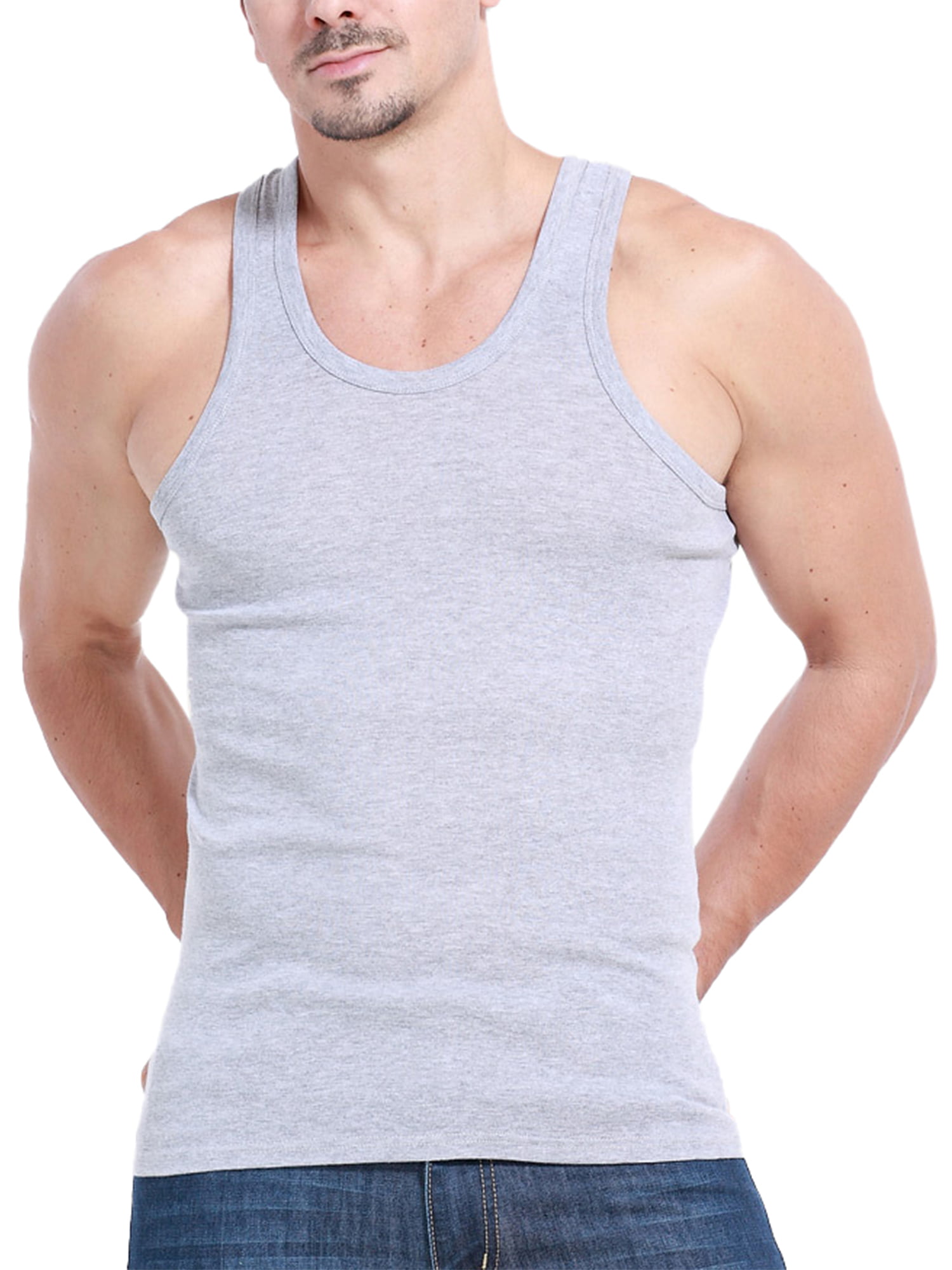 AS Know AS Mens Tank Top Casual Sleeveless Cotton Shirt