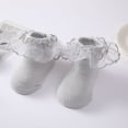 thumbnail image 5 of 5 Pairs Princess Newborn Baby Girls Socks Lace Ruffles Frilly Ankle Dress Socks Non-Slip Cotton Socks for Infant Toddler, 5 of 9