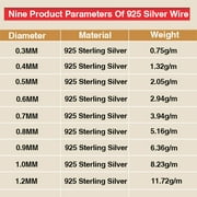1 Meter 925 Sterling Silver Wire Jewelry Making 0.3/0.4/0.5/0.6/0.7/0.8/0.9/1/1.2mm Tarnish Resistant Silver Coil Wire