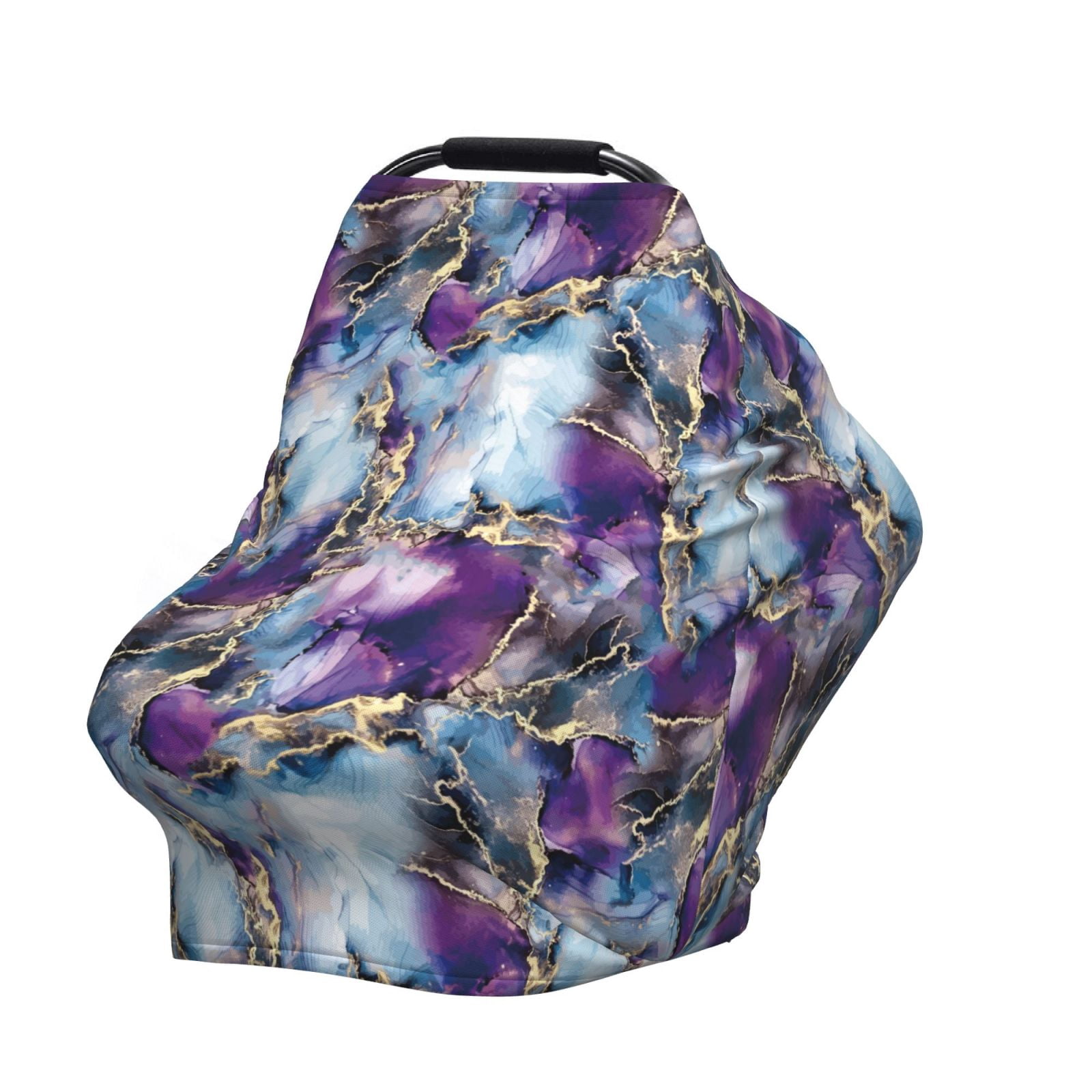 Fotbe Purple Marble Texture Pattern Car Seat Covers for Babies, Nursing Breastfeeding Cover Infant Carseat Canopy, Soft Stretchy Carrier Cover