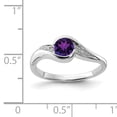 thumbnail image 2 of 925 Sterling Silver Rhodium Plated Diamond and Amethyst Round Ring, 2 of 2