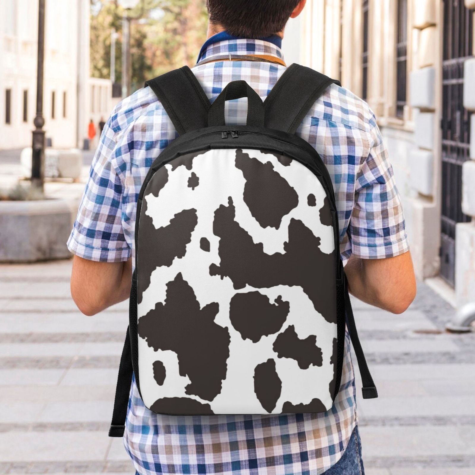Xecao Cow Skin 2 print Travel Backpack, Large Computer Backpack for Men Women, College School Rucksack Book Bag