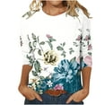 thumbnail image 1 of Pompotops Mode Trois Quarts Manches Rétro Col Rond Imprimé Pâques Haut-de-Vie en Vrac Blouse, 1 of 5