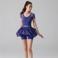 thumbnail image 4 of Yoga Drapey Double Ruffles Athletic Shorts for Women , High Waisted Flowy Tennis Workout Running Tiered Skorts, 4 of 7