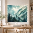 thumbnail image 5 of Misty Pine Forest in Layered Mountains with Soft Light, Serene Watercolor for Nature Lovers, Atmospheric Scenic Art Decor, Housewarming Gift Tapestry Wall Hanging for Bedroom and Living Room, 5 of 7