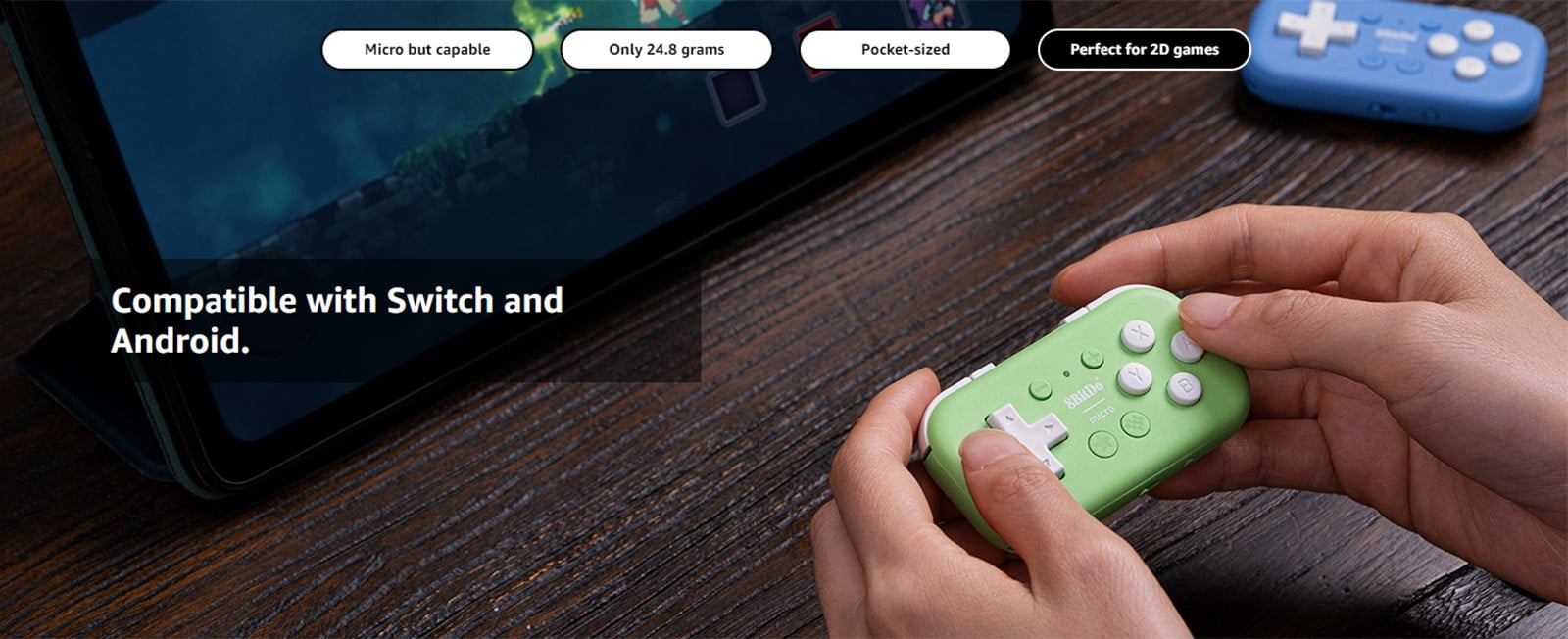8bitdo Mini mando bluetooth verde para Nintendo Switch y Raspberry Pi -  Nintendo
