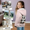 thumbnail image 5 of FKELYI Pink Floral Panda Print Zip Up Hoodies Kids Sweatshirt with 2 Pockets Fleece Hooded Activewear Girls Fall Winter Clothes for Sport Travel, L, 5 of 6