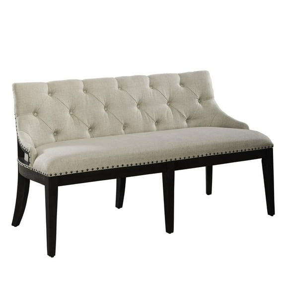 Americana Farmhouse Upholstered Shelter Dining Bench- Black