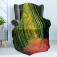 thumbnail image 4 of Forest Soft Flannel Fleece Throw Blanket, Pathway in Autumn Dramatic Road to Infinity Toned Warm Fall Colors Rural Scenery Print, Cozy Plush for Indoor and Outdoor Use, 70" x 90", Green, by Ambesonne, 4 of 5
