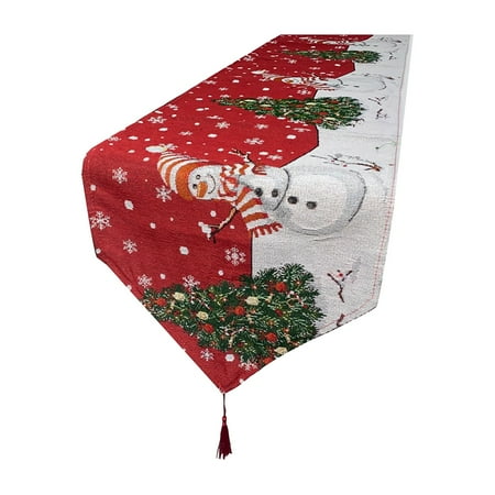 

Mnjin Christmas Cotton And Linen Table Runner Family Table Decoration Tablecloth A