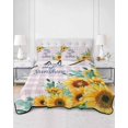 thumbnail image 2 of Twin XL Quilt Bedding Set, Sunflower Reversible Summer Quilt 3 Pieces, Summer Botanical Yellow Floral Purple Plaid Lightweight Bedspreads Coverlets with 2 Pillow Shams for All Seasons, 2 of 5
