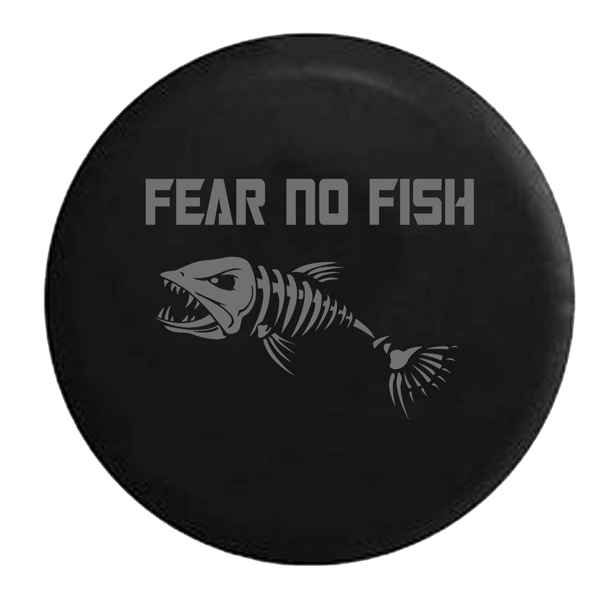 Fear No Fish Skeleton Fishing Hunting Bass Walleye Trailer RV Spare Tire  Cover Stealth Black 31 in