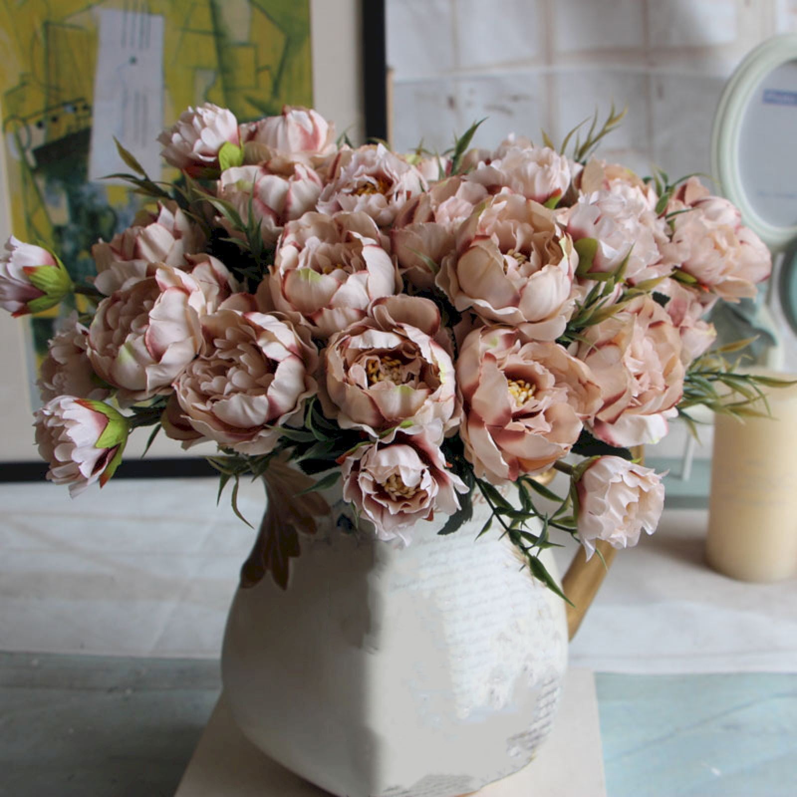 Clearance! Artificial Peony Flowers Peony Flowers Faux Peonies with Hydrangea Flower Bouquets for Wedding Home Decor Floral Arrangements Table Centerpieces