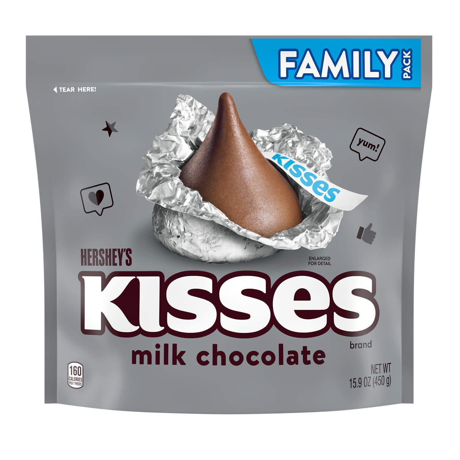 HERSHEY'S KISSES Milk Chocolate Candy Family Pack, 15.9 oz
